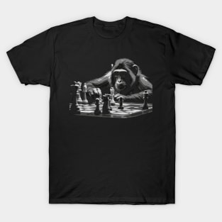 intelligent monkey plays chess T-Shirt